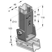 Gelenkhalter für Profilschienen-Anschluss 45, längs